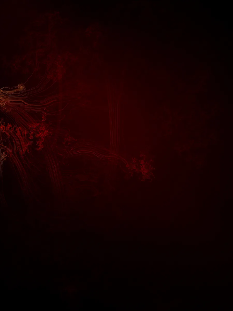Glowing copper circuit patterns merging into crimson haze